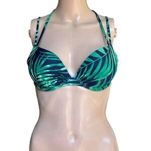 Aerie New Palm Leaf Padded Push Up Bikini Top 36 B